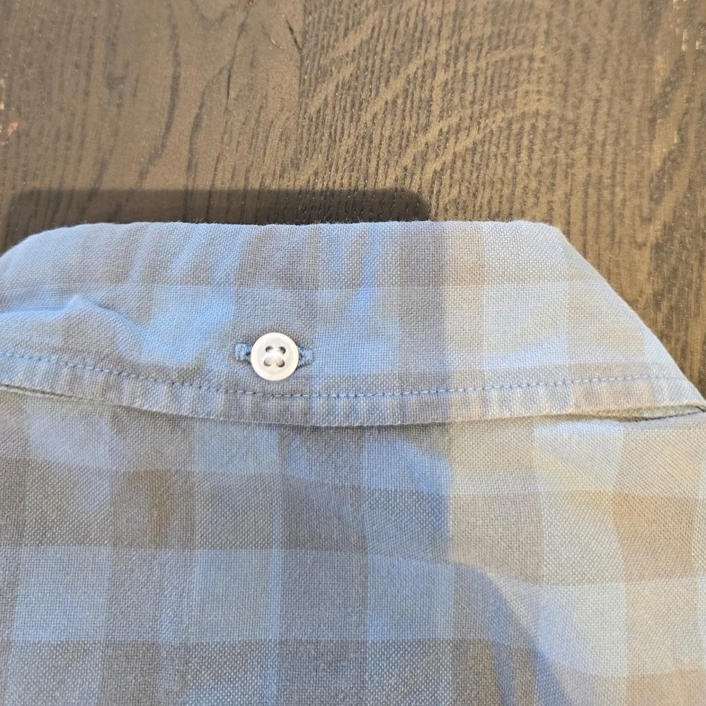 J. Crew Mens Slim Fit Buffalo Check Button Down‎ Shirt Blue Grey Large L Cotton
